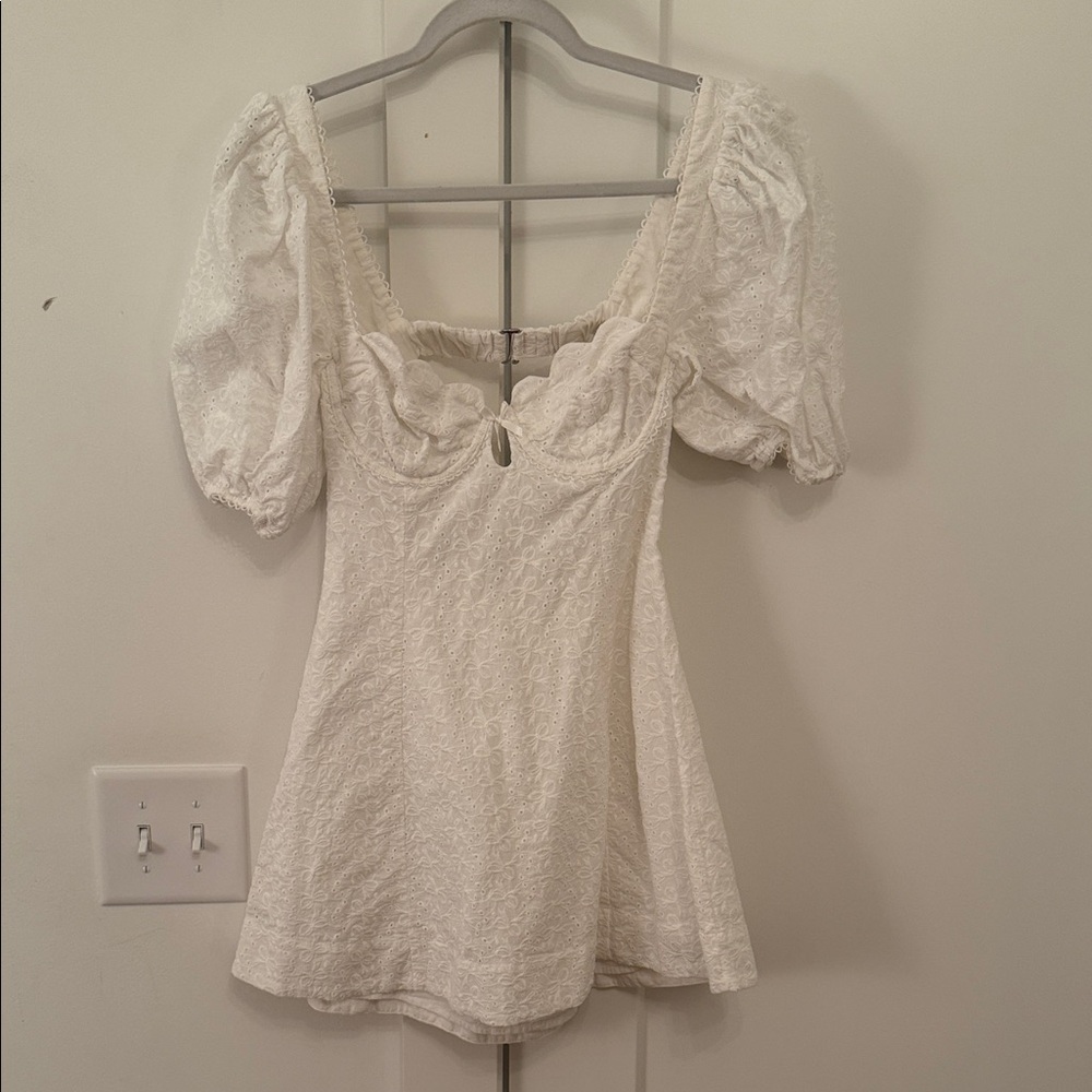 For Love And Lemons Cream Lace Puff Sleeve Blouse